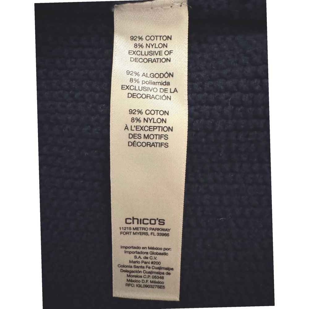 Weekends by Chicos Navy Blue Knit Full Zip Vest Cotton Blend Size 0 XS US 4 - Picture 8 of 9